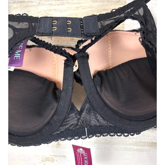 Adore Me Women’s 36B Black Lace Kimmy Push Up Underwire Balconette Bra NWT - Picture 7 of 8